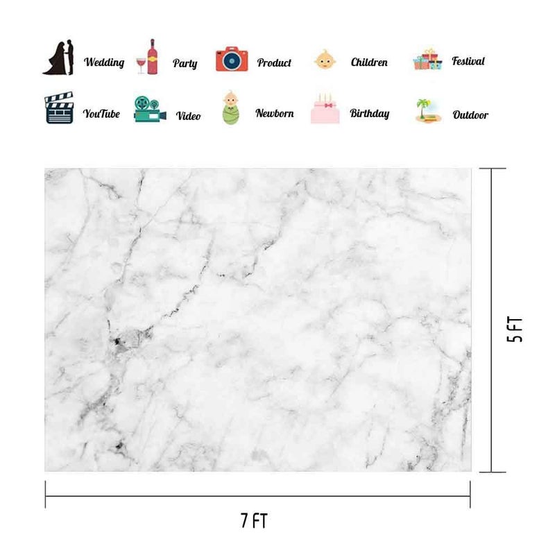 EOA 7(W) x5(H) FT Marble Texture Backdrop White Gray Marble Nature Stone Color Photography Background Food Jewelry Cosmetics Makeup Photographer Professional Photo Shoot Studio Prop - Image 2